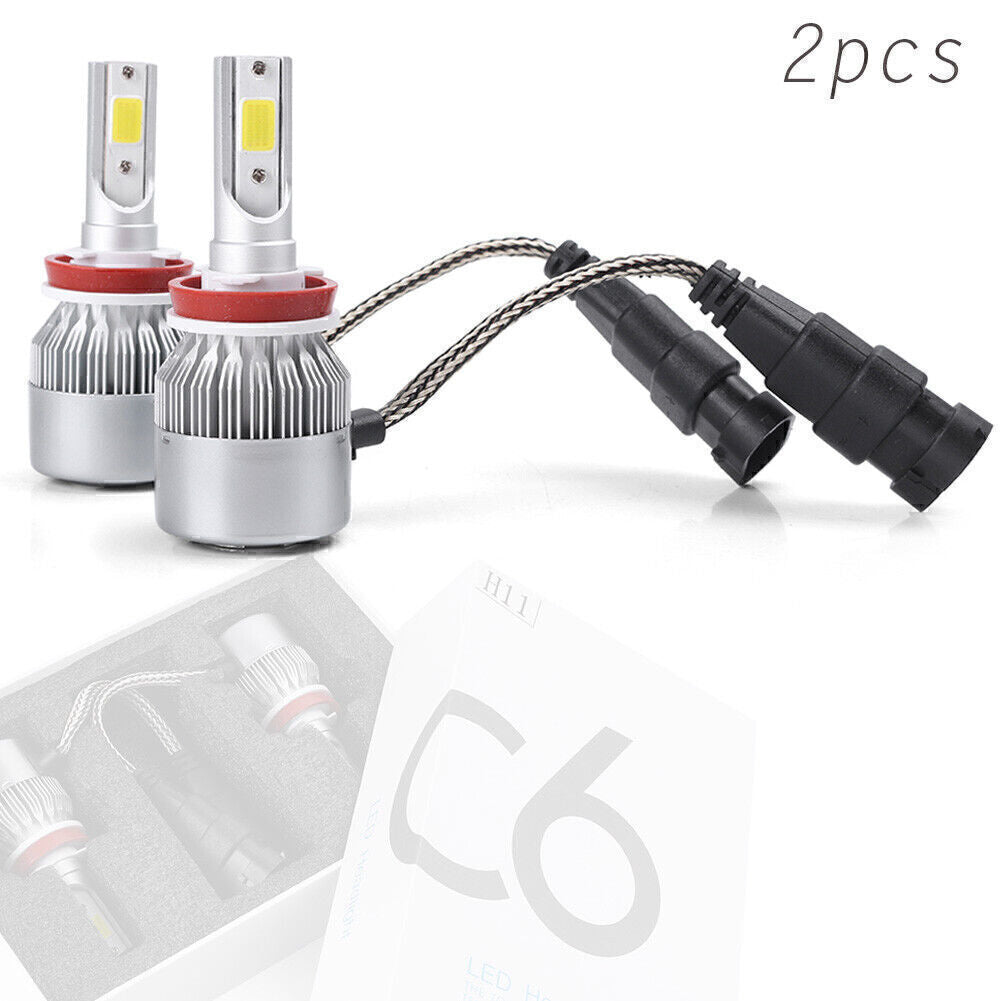 Pair H8 H9 H11 COB LED 36W 6000K-72W White Front Headlight Headlamp Bulbs Kit
