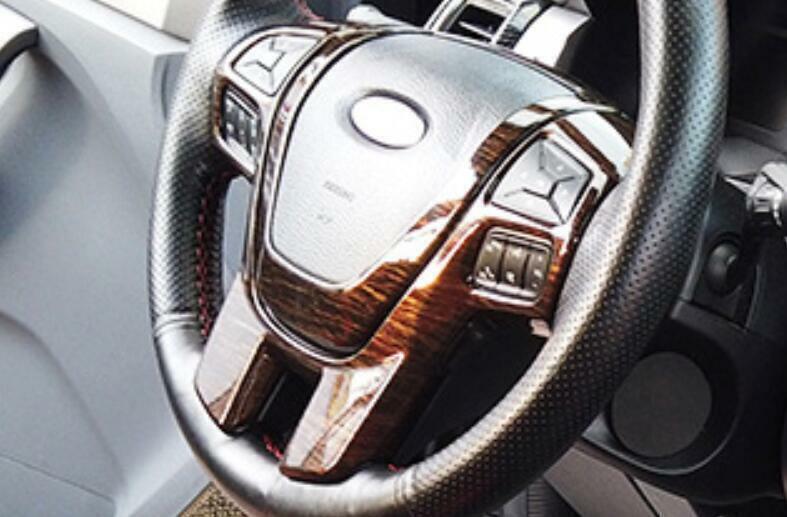 Fit for Ford Ranger 2015-2022 Wood Grain Steering Wheel Switch Cover Trim 2PCS