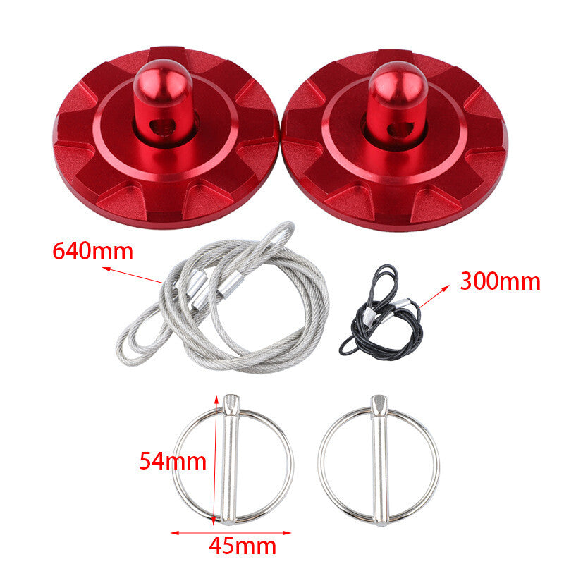 Bonnet Red Hardware Racing Hat Pin Lock Exterior Kit Universal Aluminum