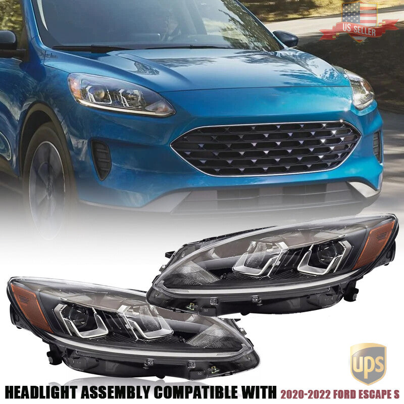 Driver Passenger Side Halogen Headlight Assy w/Bulb For 2020-2022 for Ford Escape