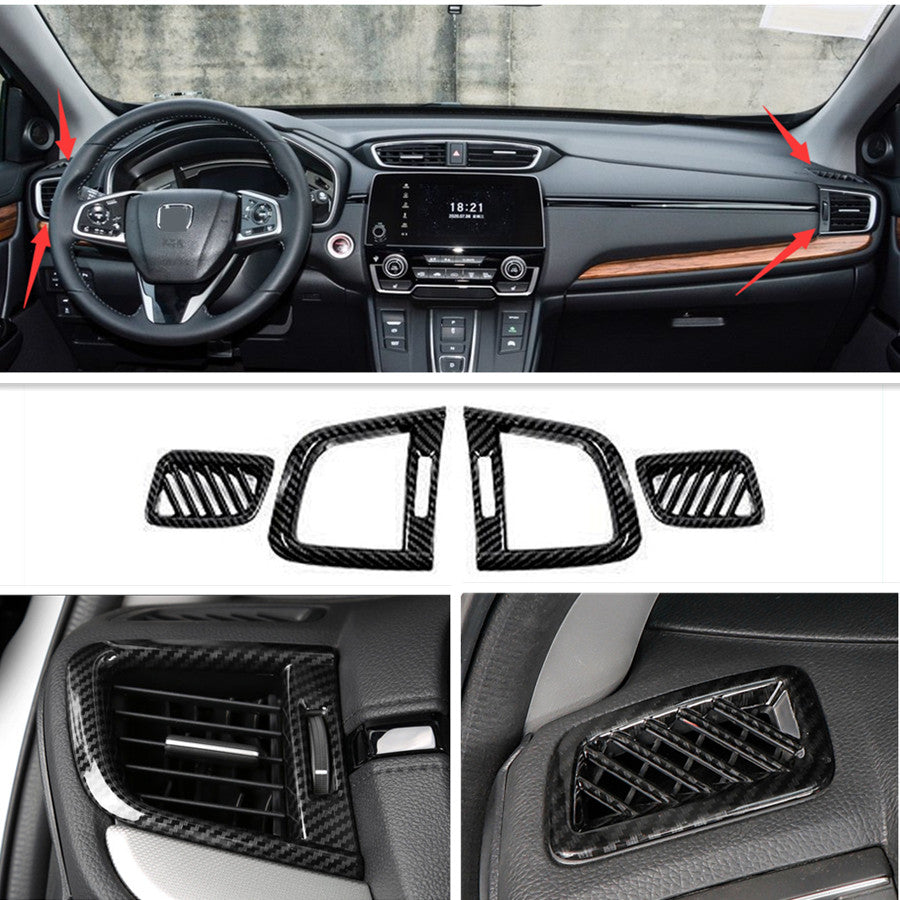 for Honda CR-V 2017-2022 Carbon Fiber Inner Dashboard Air Outlet Vent Cover Trim