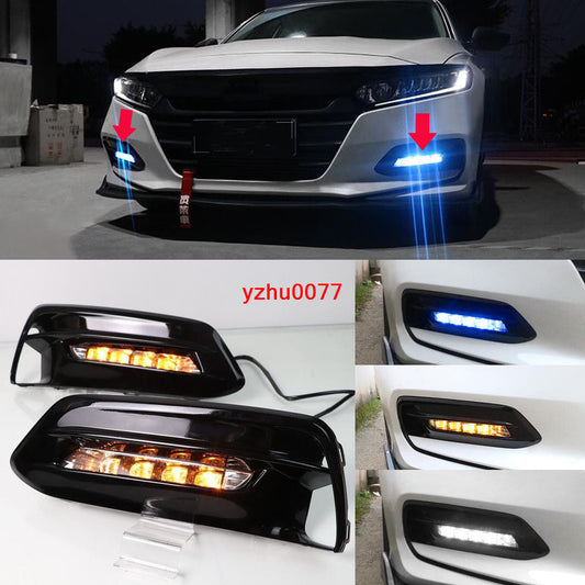 for Honda Accord 2018-2020 LED DRL Front Bumper Fog Lights Daytime Running Lamps