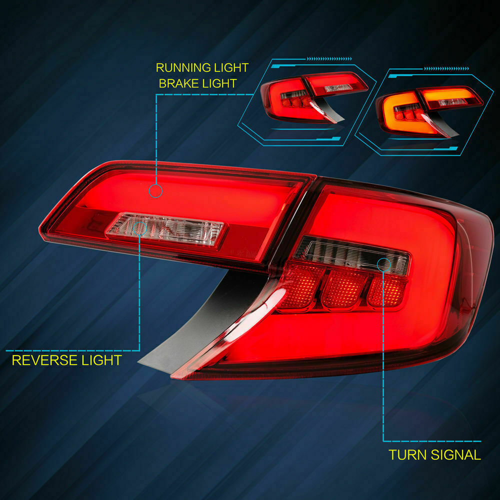 2-pack LED Red Taillights DRL Brake Lights for Toyota for Camry 2012, 2013, 2014