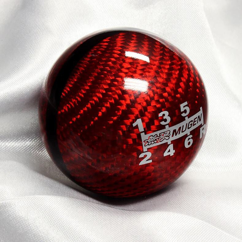 Car Shift Knob 6-speed Mugen Red Carbon Fiber 1.50 Thread Pattern for Mazda