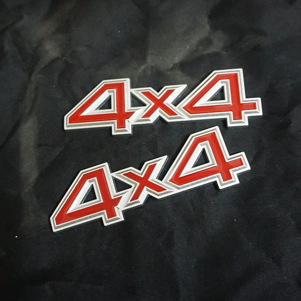 2x Silver Matte Red 4x4 Metal Decal Sticker Badge Emblem Motors SUV Edition Door