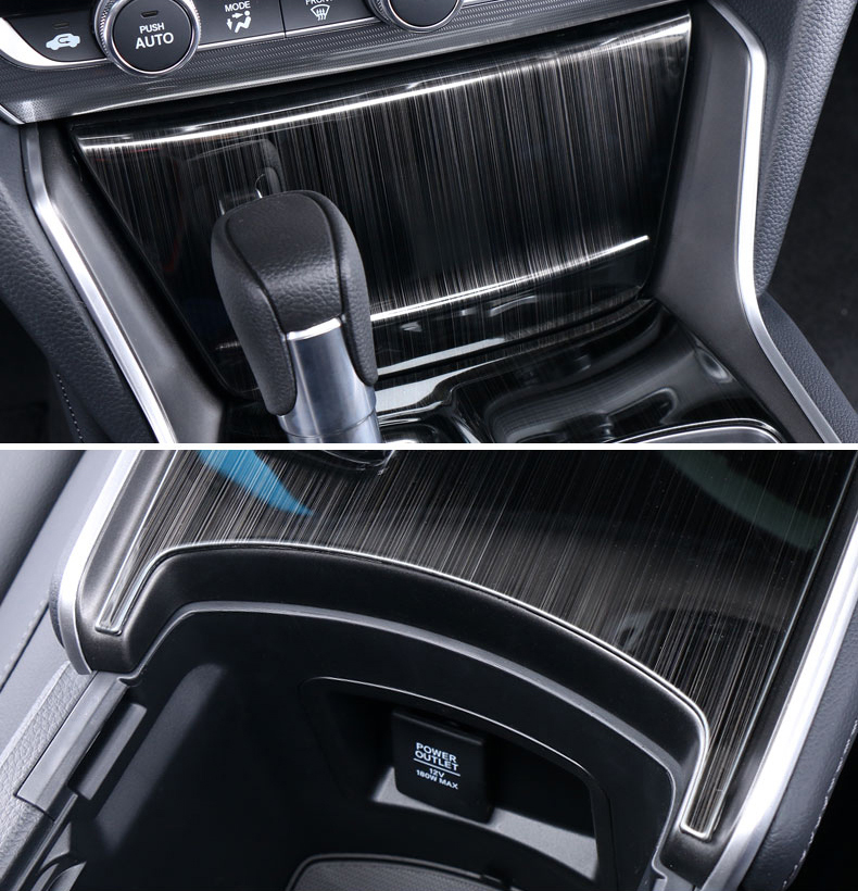 for Honda Accord 10th 2018-2022 Black Steel Console Gear Shift Panel Trim 2pcs