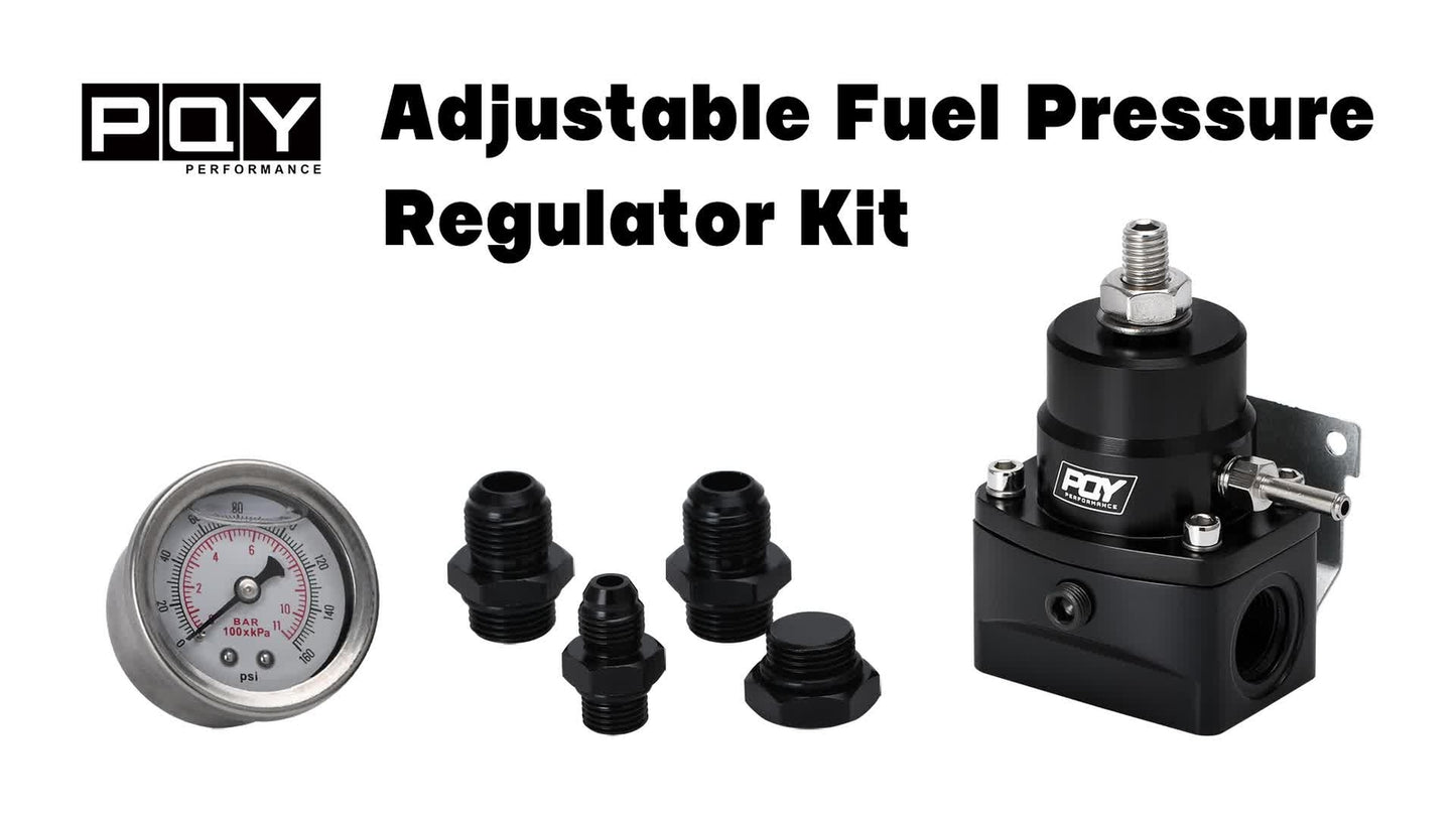 Adjustable Fuel Inject Pressure Regulator FPR W/ Gauge AN6 AN8 1/8''NPT EFI Kit