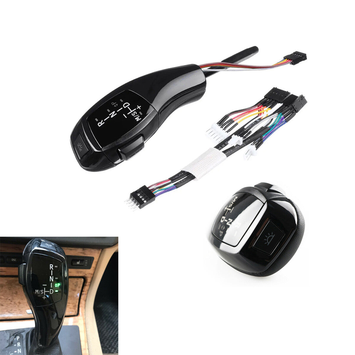 Automatic LED shift blade gear transmission for BMW E90, E92, E93, F30, Black LHD