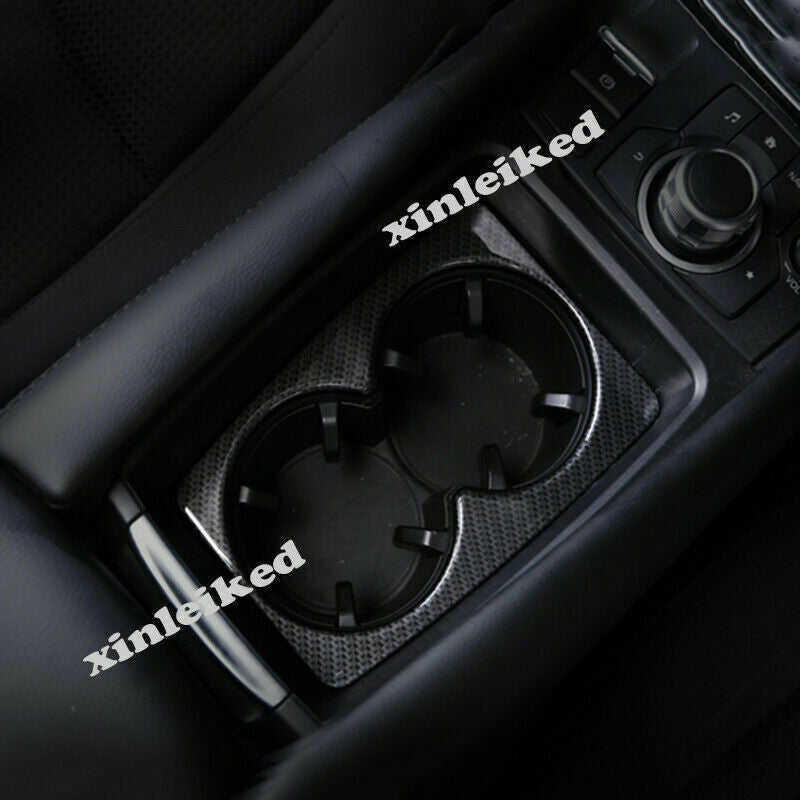 Carbon Fiber Car Console Water Cup Holder Cover Trim for Mazda 3 Axela 2017-2018