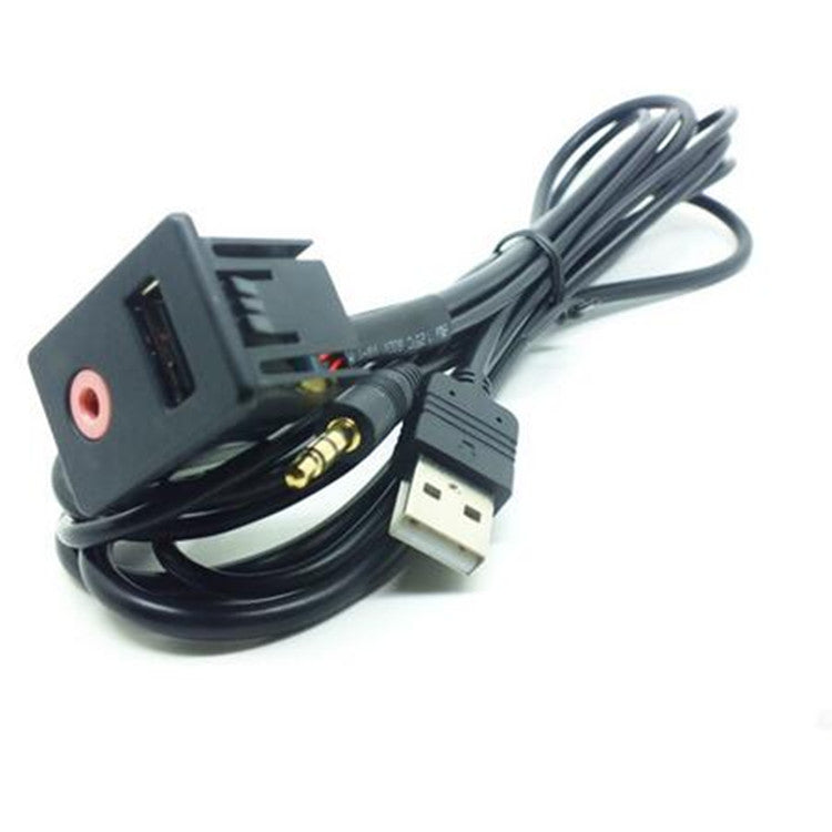 Auto 3.5mm AUX USB Headphone Male Jack Flush Mount Mounting Adapter Panel Input