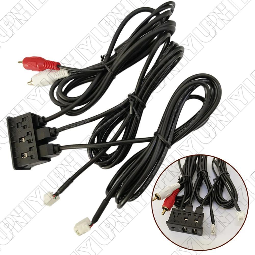 Car Navigation 4 Pin 6 Pin to Dual USB+AUX Socket Panel RCA Audio Input Plug