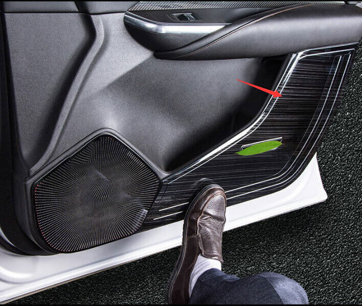 for Cadillac XT4 2019-23 Black Steel Car Inner Door Anti-Kick Panel Cover Trim