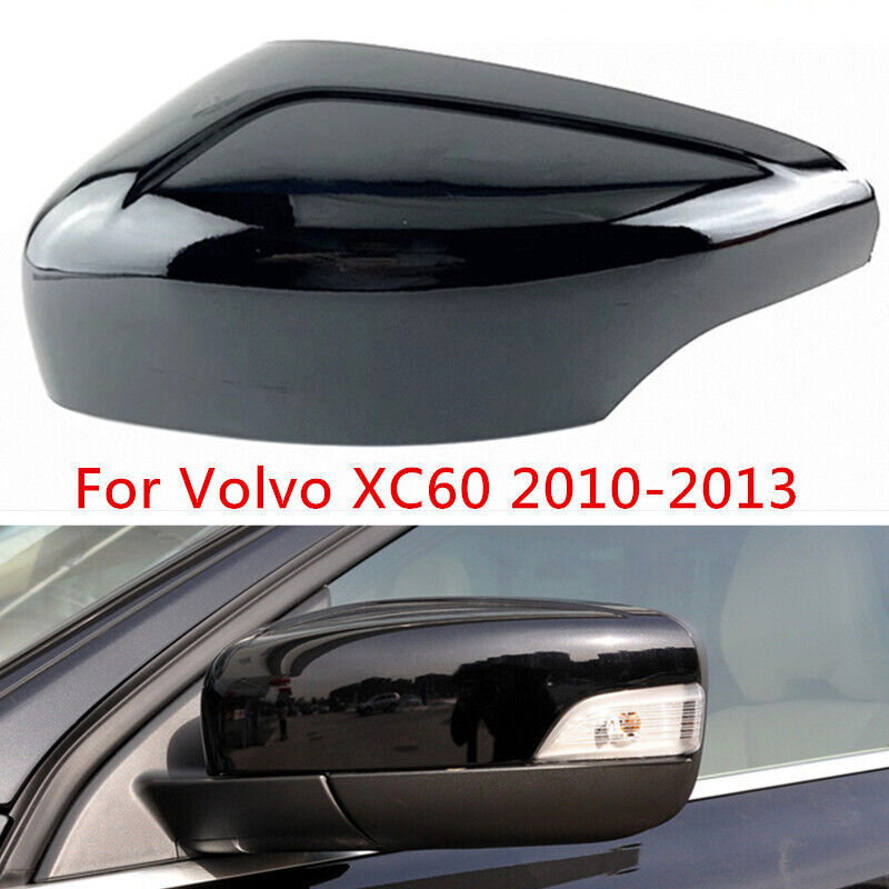 Black Left Side Rearview Door Mirror Cover Shell Cap for Volvo XC60 2010-2013