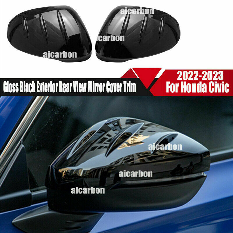 for Honda for Civic 11th 2022 2023 Gloss Black Outer RearView Side Mirror Cover Trim