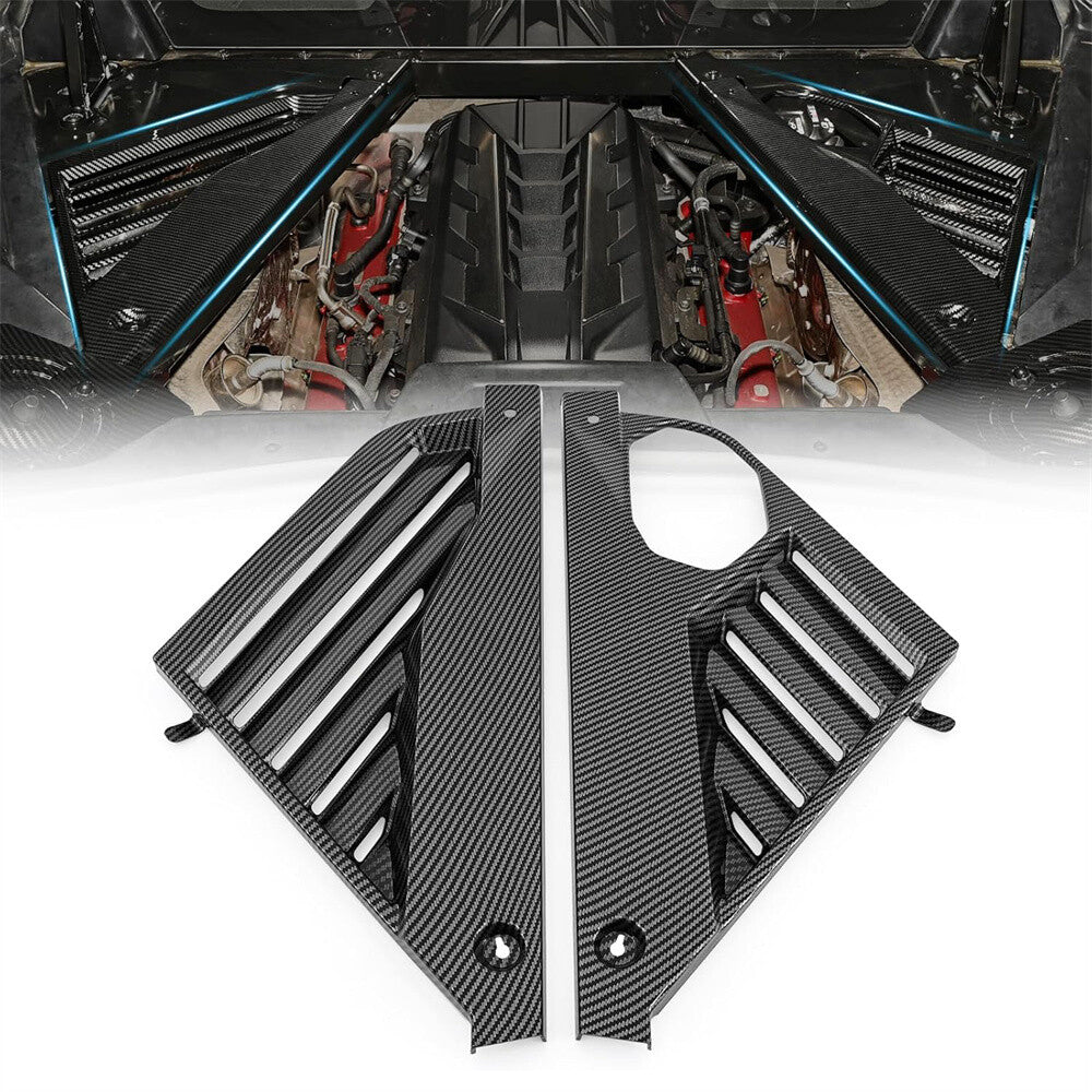 2 ¡Á Carbon Fiber Look Engine Bay Panel Cover for Chevrolet for Corvette C8 2020-2024