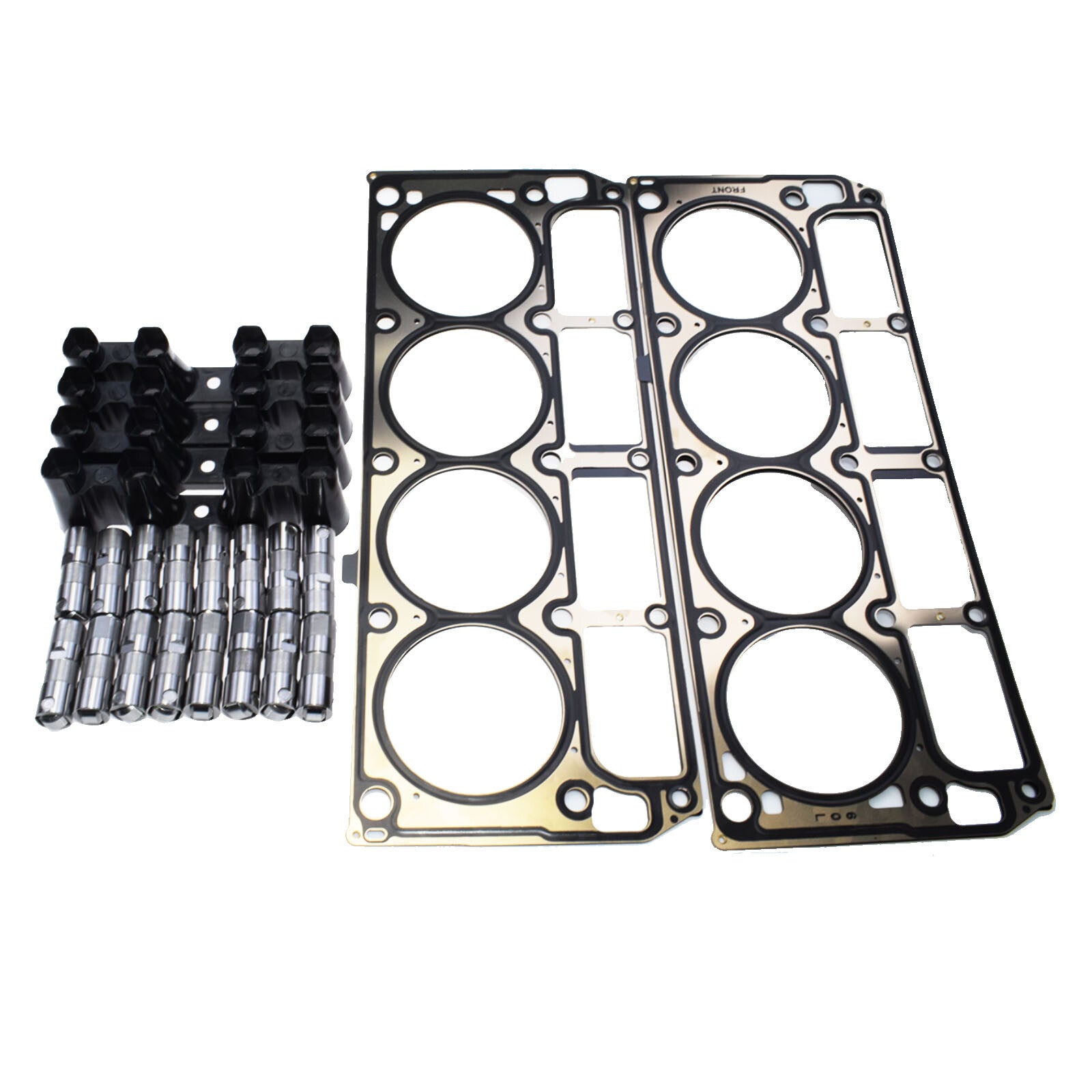 for Chevrolet 2 cylinder head gaskets, 16 valve lifters, and 4 rail trays