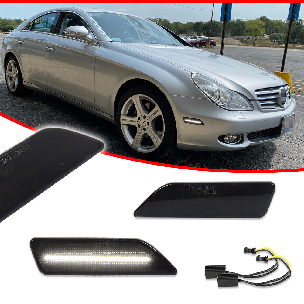 Suitable for 2006-11 for Benz W219 CLS class smoked white LED front corner side marker lights.