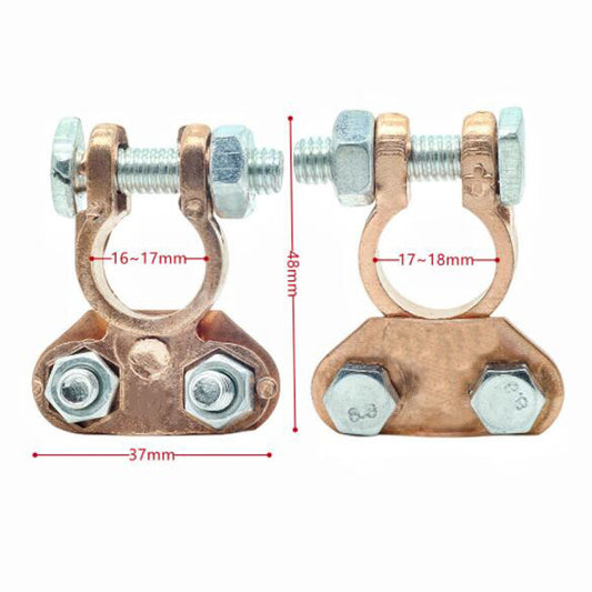 2-pack of universal automotive battery clip terminal connectors with copper pins 16mm-18mm