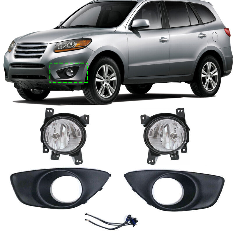Front Fog lamp + protective cover belt conector 6pcs for Hyundai Santa Fe 10-12
