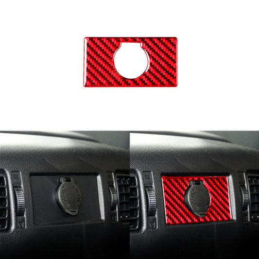Red Carbon Fiber Rear Cigar Lighter Switch Cover Trim for Toyota Tundra 2014-18