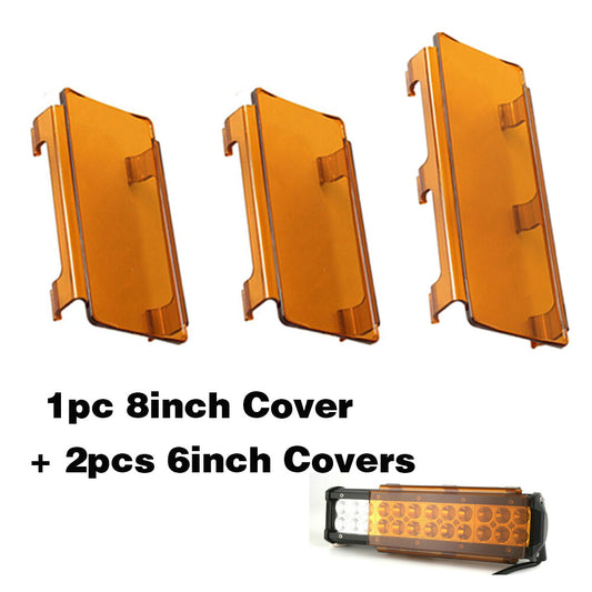 20 Inch Amber Lens Cover 2x 6+8 For Straight Curved Offroad LED Light Bar 4X4