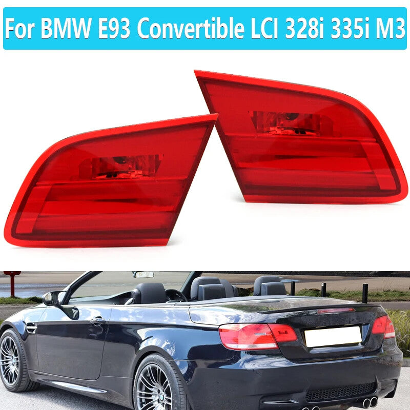 A pair of LED taillights suitable for BMW E93, adjustable LCI 328i, 335i, and M3 models (2009-2011).