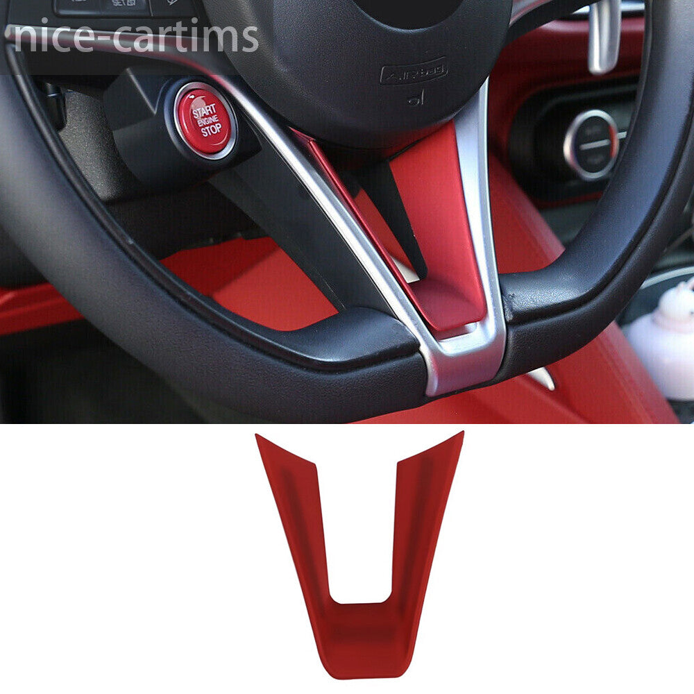 Red ABS Steering Wheel U-Shaped Panel Trim for Alfa Romeo Giulia for Stelvio 2017-19