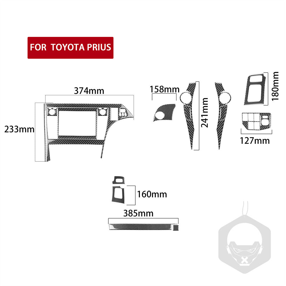 For Toyot@ Prius 2012-15 RHD Center Control Navigation Set Trim Carbon Fiber¡Á19