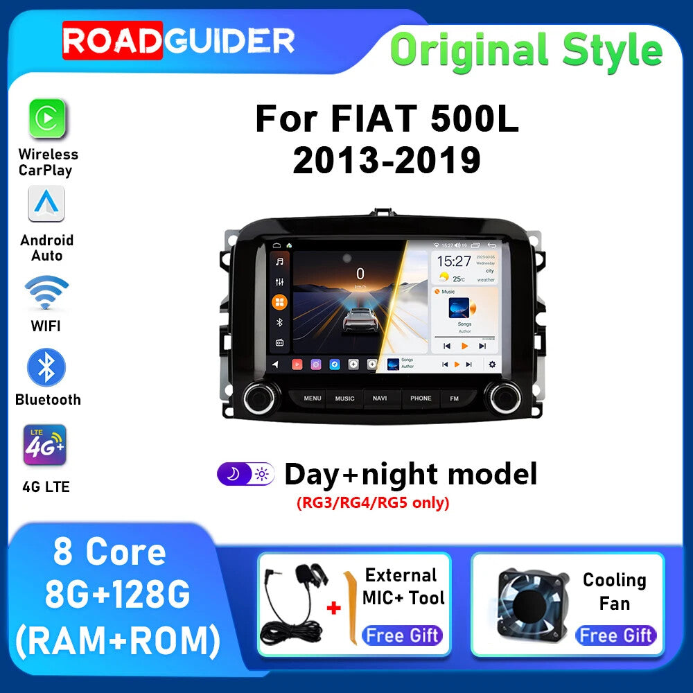 for Fiat 500L 2013-2019 Android Auto CarPlay Car Radio GPS Multimidia Screen 4G