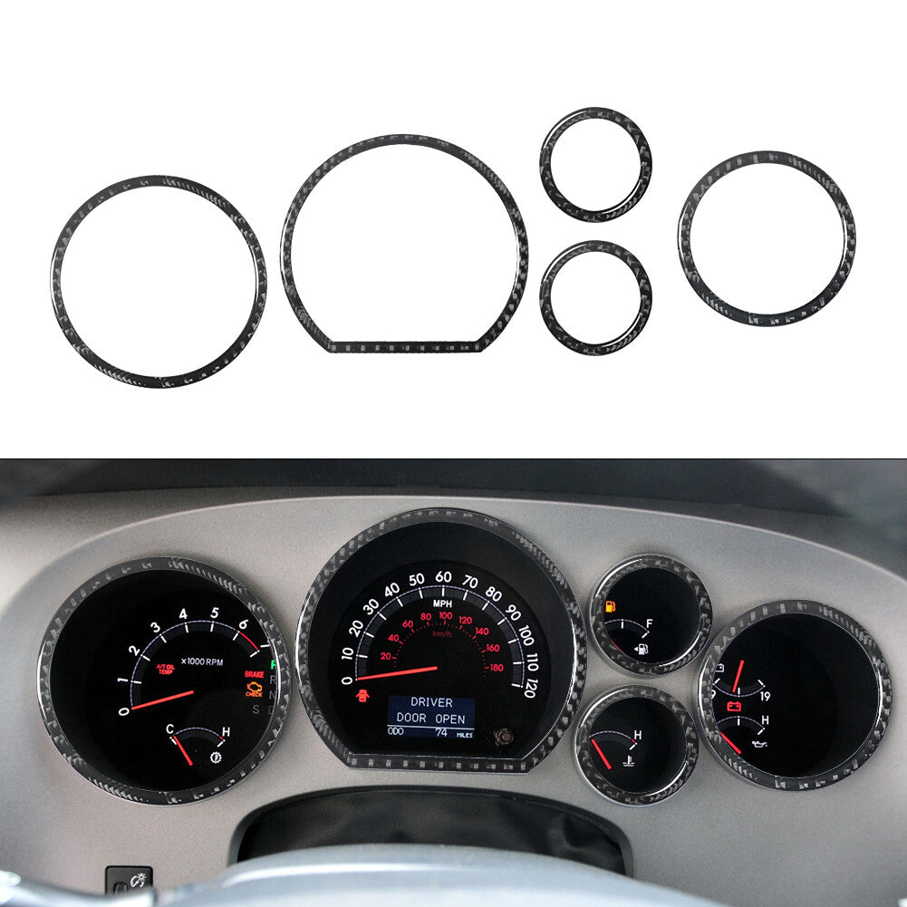 5Pcs Carbon Fiber Speedometer Ring Frame Trim Cover for Toyota Tundra 2007-2013