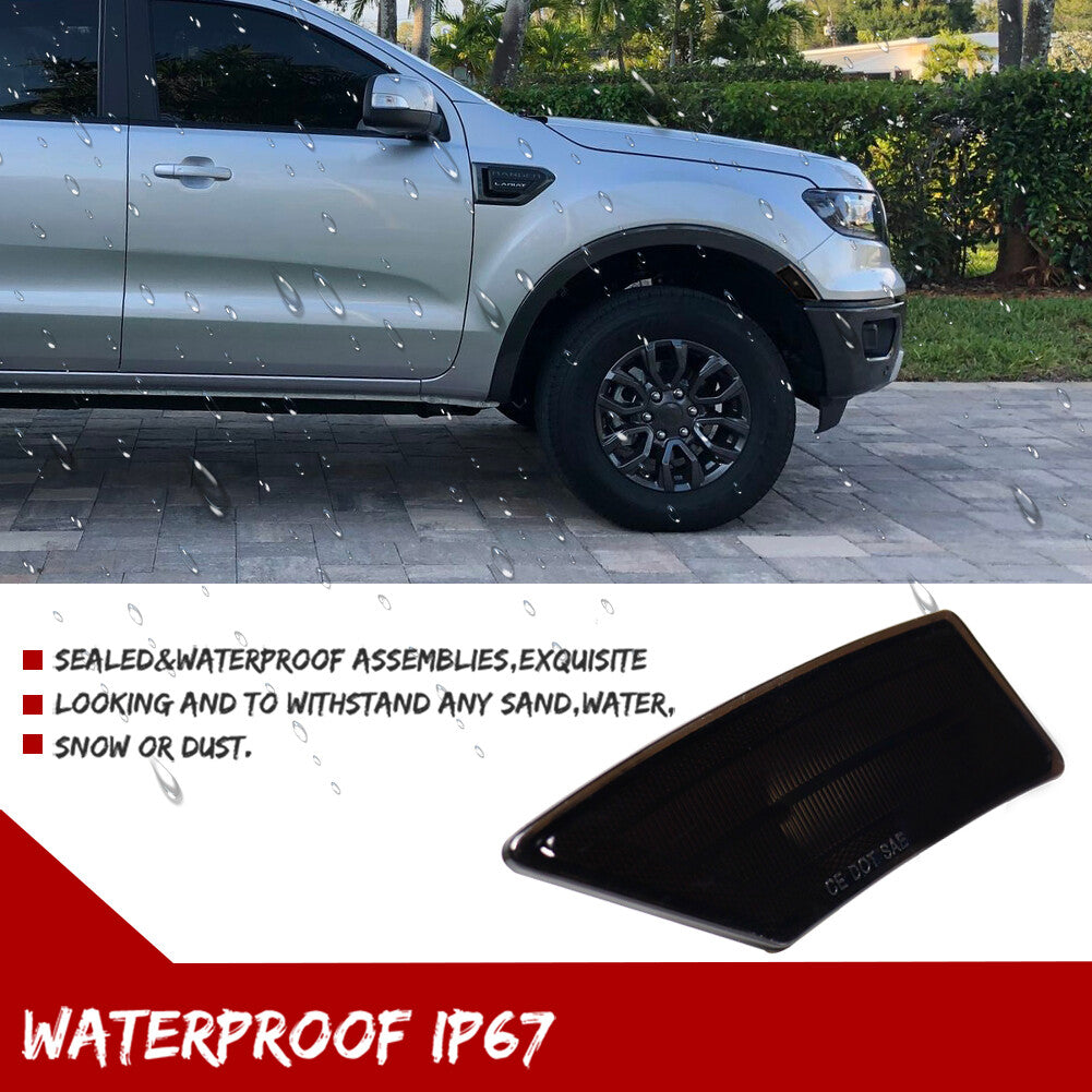 Black smoked lens front marker light housing cover for 19-21 for Ford Ranger