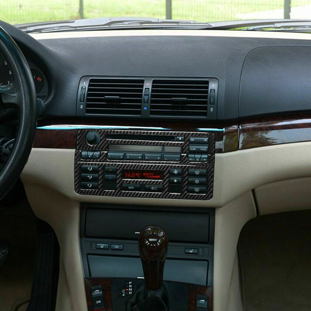 Carbon Fiber Console AC CD Cover Trim Fit for BMW 3 Series E46 1998-05