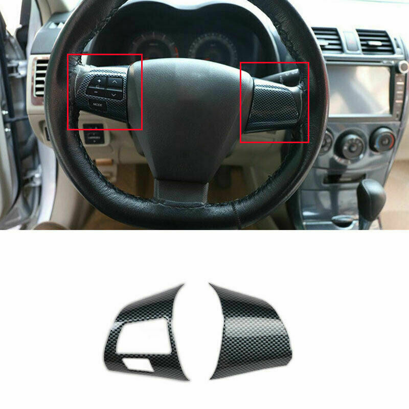 for Toyota for Corolla 2007-2013 Carbon Fiber Inner Steering Wheel Button Cover Trim