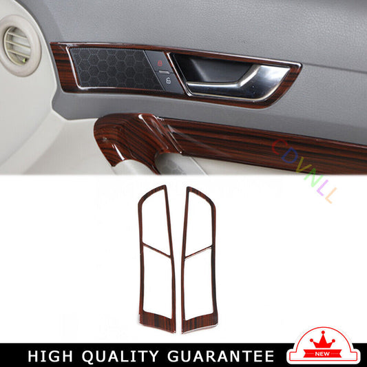 Car Inner Door Handle Cover Decoration Trim Fit for Audi A6L 2005-2011 Red Wood