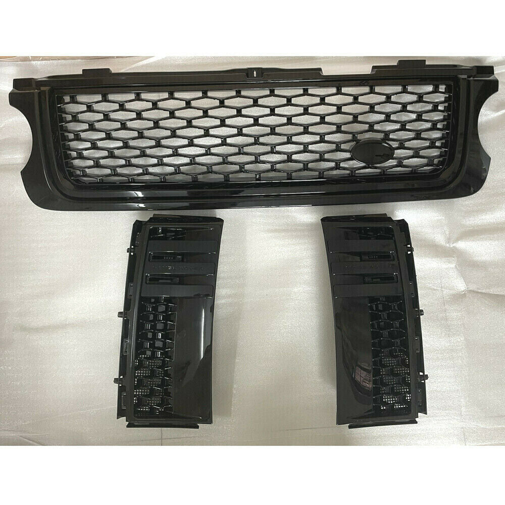 Gloss Black Grille Grill W/Side Vent Trim Fit For LR for Range Rover L322 2010-2012
