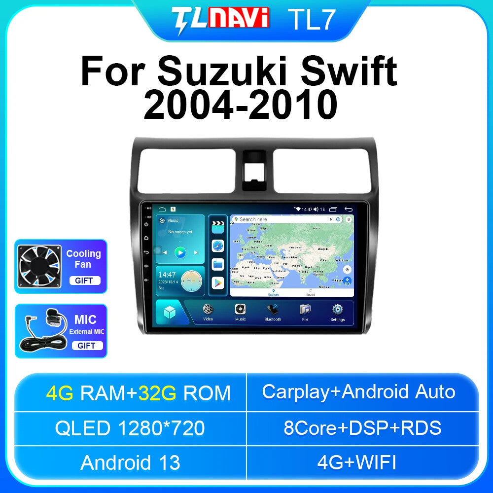 Car Radio for Suzuki for Swift 2004-2010 Stereo GPS CarPlay Multimedia Player Screen