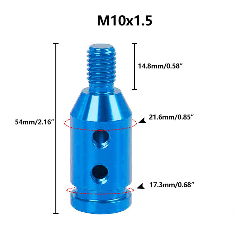 Blue Car Gear Shift Knob Adapter for Non Threaded Shifter M10 x 1.5 Universal