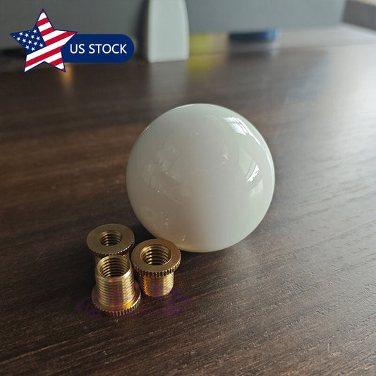 Glossy White Round Ball Universal Acrylic Shift Knob Manual Gear Shifter Head