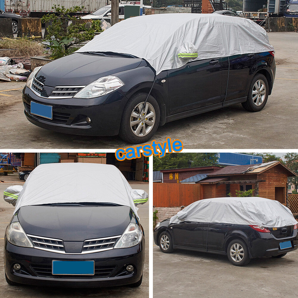 210T Half Car Cover Sun UV Dust Rain Resistant Protection Hatch-Back Waterproof