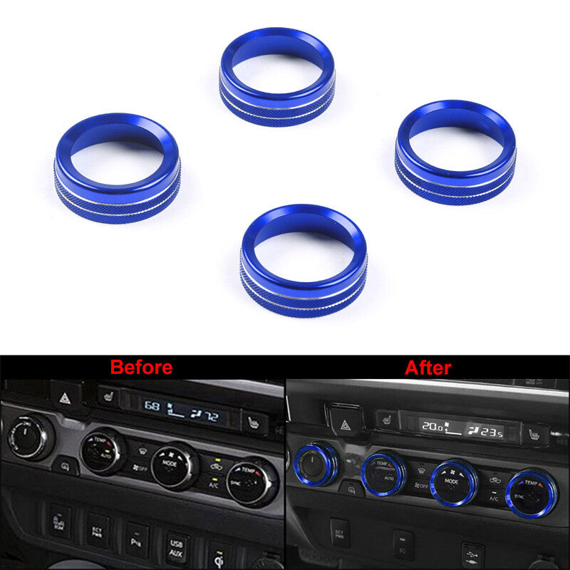 Blue Air Conditioner AC Switch Audio CD Button Knob Cover Trim for Toyota Tacoma
