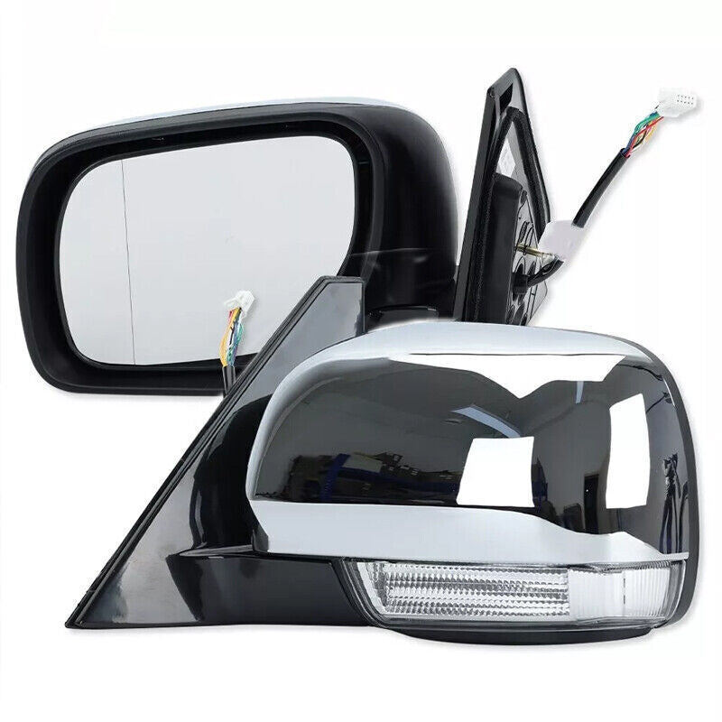 The right-side door mirror with light chrome trim is suitable for Mitsubishi Pajero Montero 2006 - 2021.
