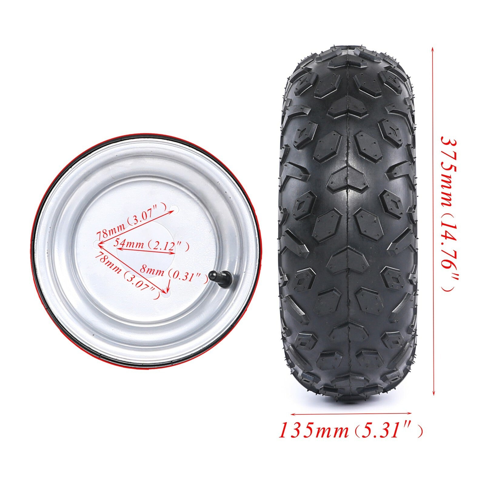 4pcs 145/70-6 Tyre Rim 6 Wheels Quad for Mini Bike ATV Buggy Ride on Mower Go Kart
