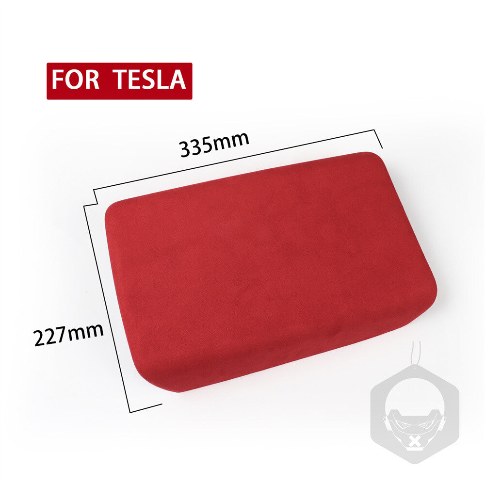 Suede Wine Red Center Console Armrest Box Panel Cover for Tesla Model 3 2017-23