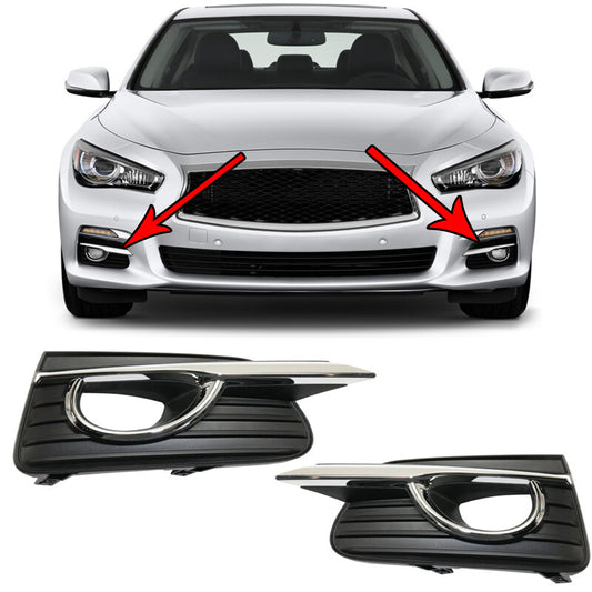 Pair Fog Light Cover Chrome Fog lamp frame For 2014 2015 2016 2017 for Infiniti Q50