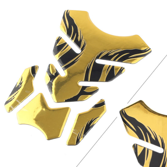 Motorcycle Gold Tank Pad Gel Oil Gas Fuel Tank Protector Fishbone Decal Sticker
