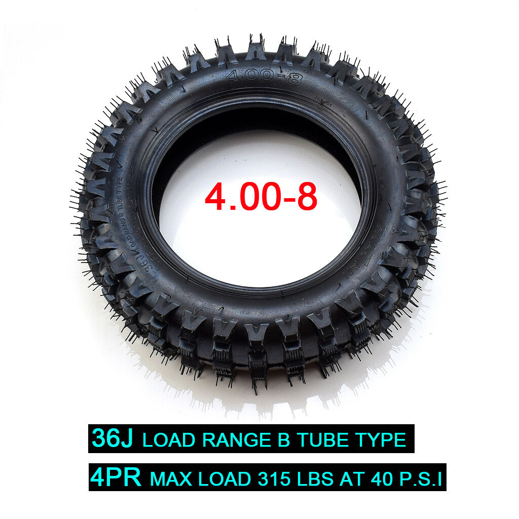 4.00-8 Tire STUD Tyre Lawn Tractor Wagon Snowblower Off-Road ATV Buggy UTV