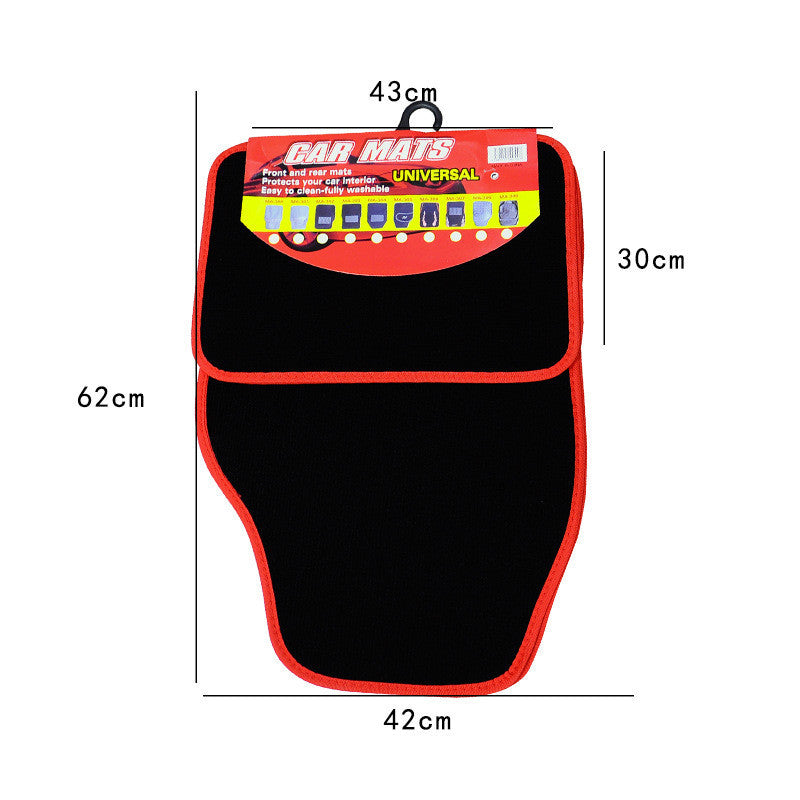 4x Black/Red Car Floor Mats Carpet Custom Heavy Duty Heel Prevent Wear Foot Pad