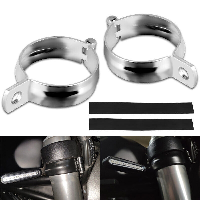 Chrome Motorcycle 48mm-60mm Front Fork Mount Clamp Turn Signal Bracket Holder