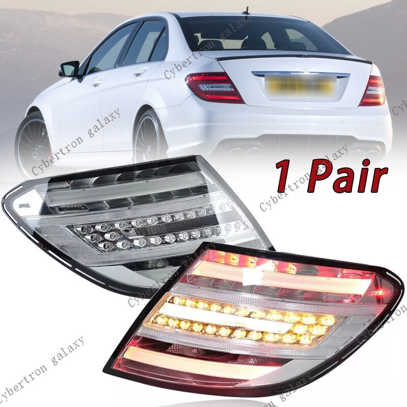 Two-pack of clear LED taillights suitable for 2011-2014 for Mercedes-Benz C-Class W204 rear lights.
