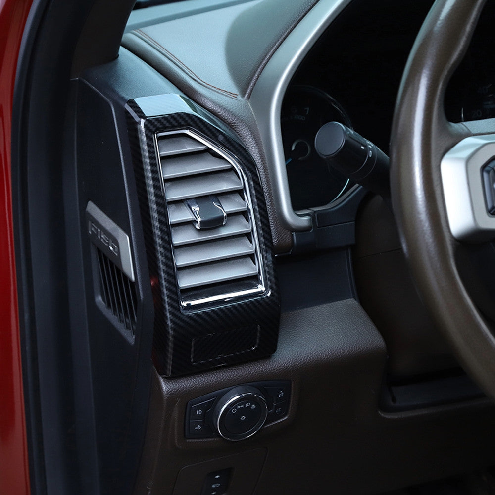 Carbon Fiber Dashboard Side Air Vent Outlet Panel Cover for Ford F150 2015-2020